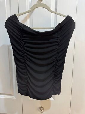 NWT Plus Size Black Ruched Midi Skirt